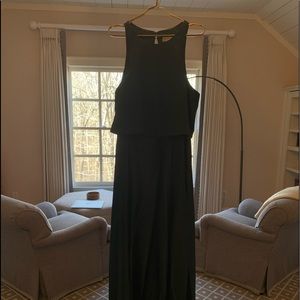 Revelry Wren satin dress in emerald